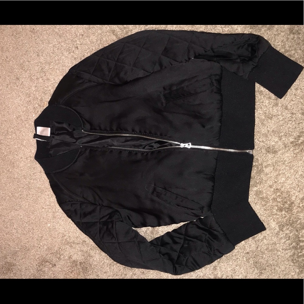 Black silky bomber jacket